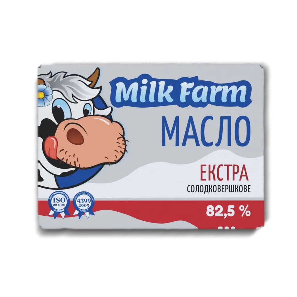 Масло солодковершкове Екстра 82,5% жиру, ТМ "Milk Farm", 200 г